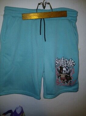South Pole Men's Aqua Graphic Fleece Shorts